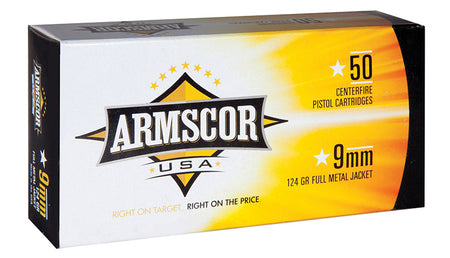 Armscor 9mm Luger / Parabellum  Full Metal Jacket 124 Grain 50/Box [Item 11277]