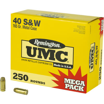 Remington .40 S&W UMC Mega Pack Full Metal Jacket 165 Grain 250/Box