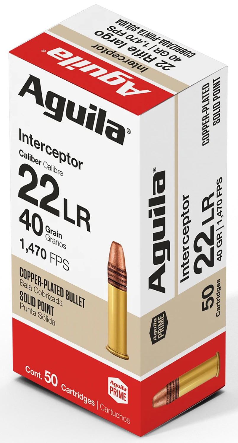 Aguila Ammunition Rimfire Interceptor 22LR 40 Grain Solid Point 50 Per Box - 2000/Case