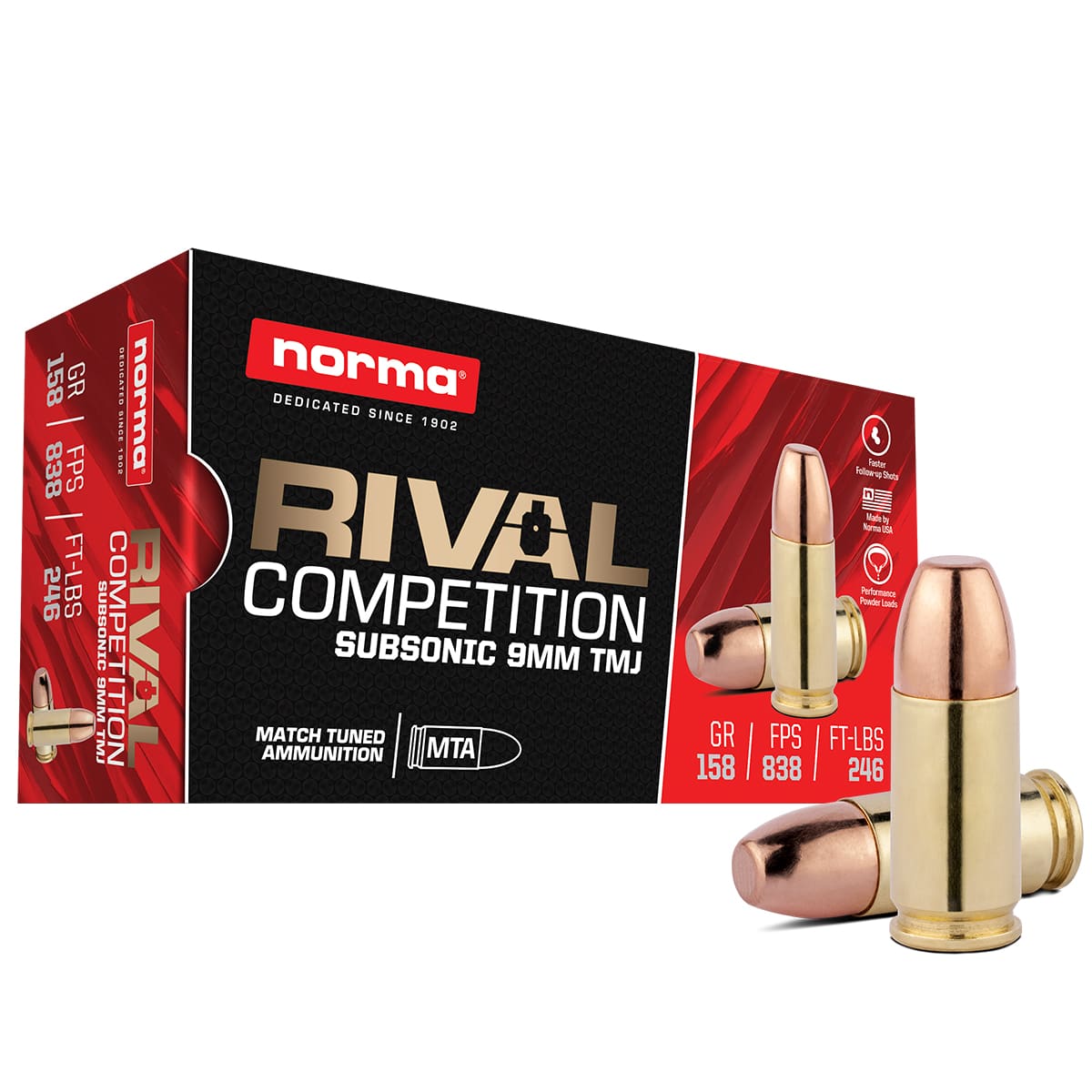 Norma 9mm Luger / Parabellum Range & Training Total Metal Jacket 158 Grain 50/Box