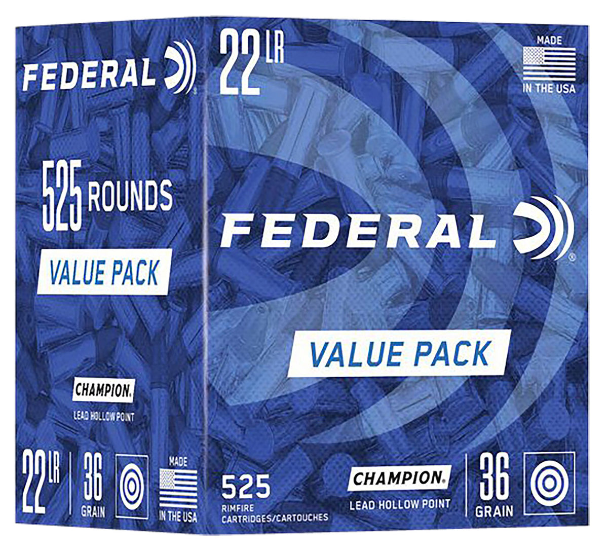 Federal .22 Long Rifle Lead Hollow Point Champion Training Value Pack Lead Hollow Point 36 Grain 525/Box