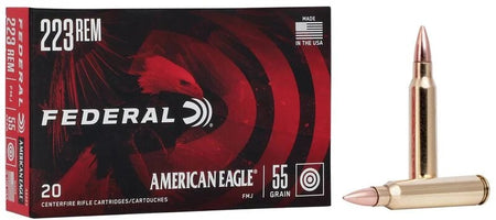 American Eagle AE223 Full Metal Jacket Boat Tail 55 Grain .223 Remington 3240 fps