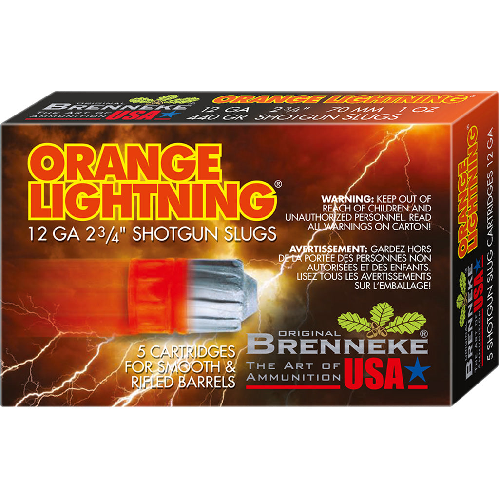 Brenneke 12 Gauge Orange Lightning Hunting Slug 1 oz 2.75 in 5/Box
