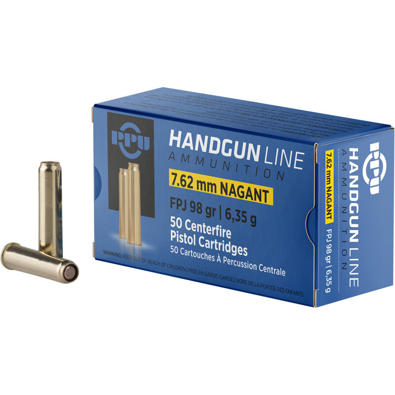 Prvi Partizan 7.62x38mmR Nagant  Jacketed Flat Point 98 Grain 50/Box