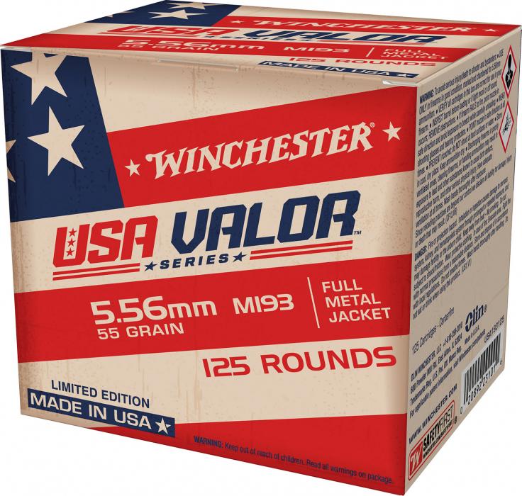 Winchester 5.56x45mm NATO USA Valor M193 Full Metal Jacket 55 Grain 125/Box