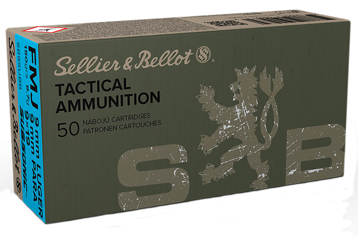 Sellier and Bellot 9mm Luger / Parabellum Subsonic Full Metal Jacket 150 Grain 50/Box