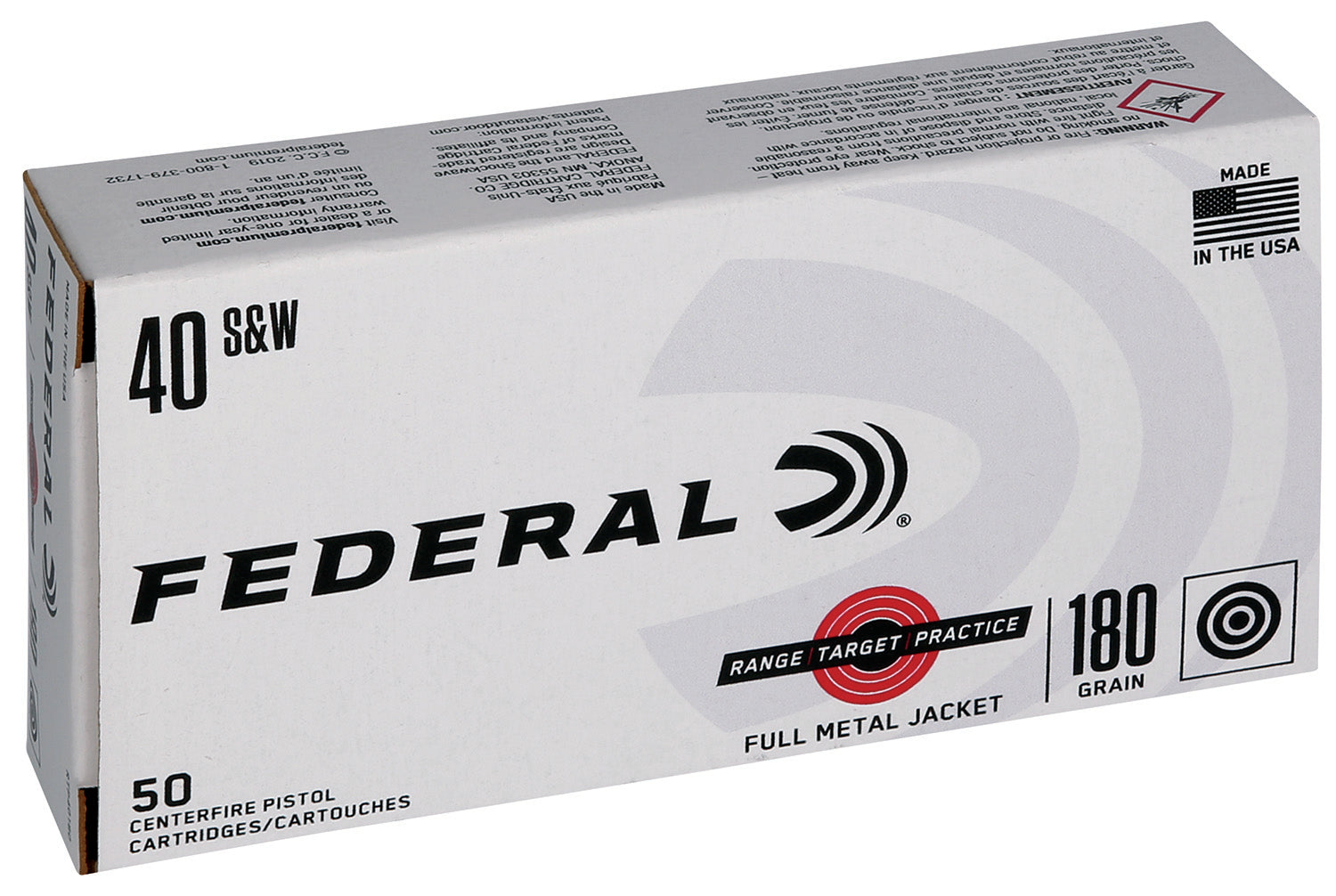 Federal .40 S&W Range & Target Full Metal Jacket 180 Grain 50/Box