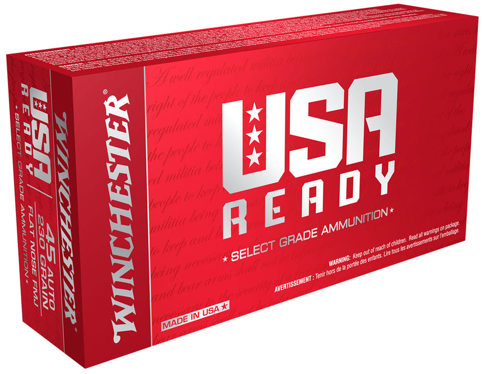 Winchester .45 ACP/Auto USA Ready Full Metal Jacket Flat Nose 230 Grain 50/Box