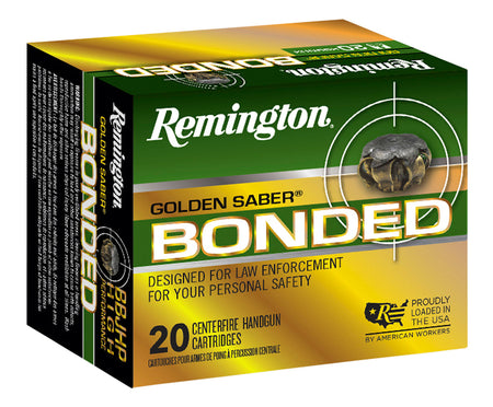 Remington 9mm Luger / Parabellum Golden Saber Bonded +P LE Brass Jacketed Hollow Point 124 Grain 20/Box