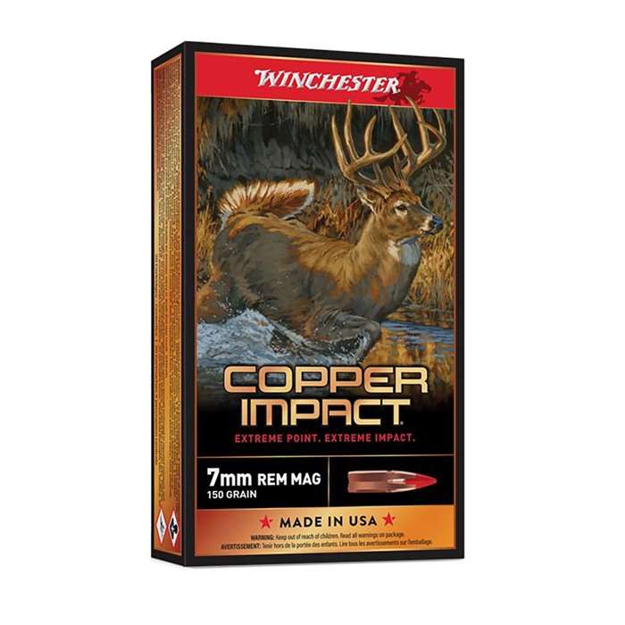 Winchester 7mm Remington Mag COPPER IMPACT Copper Extreme Point Lead-Free 150 Grain 20/Box