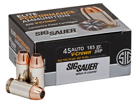 Sig Sauer .45 ACP/Auto Elite Performance V Crown Jacketed Hollow Point 185 Grain 50/Box