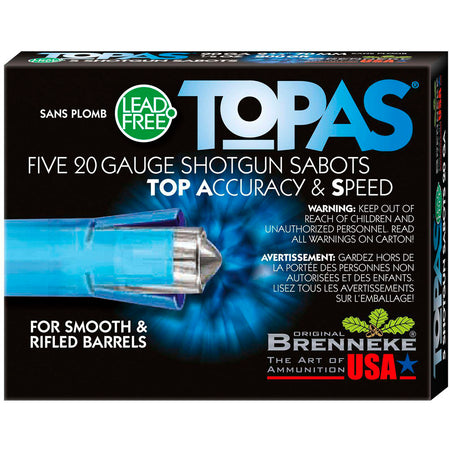 Brenneke 20 Gauge TOPAS Sabot Hunting Lead Free Slug 1/2 oz 2.75 in 5/Box [Item 6715]