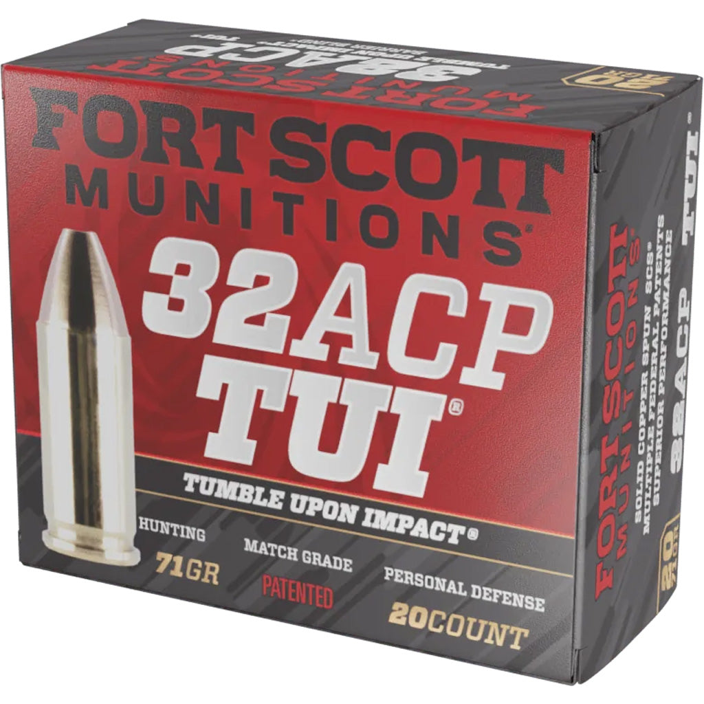 Fort Scott Munitions .32 ACP Tumble Upon Impact (TUI) Solid Copper Spun 71 Grain 20/Box