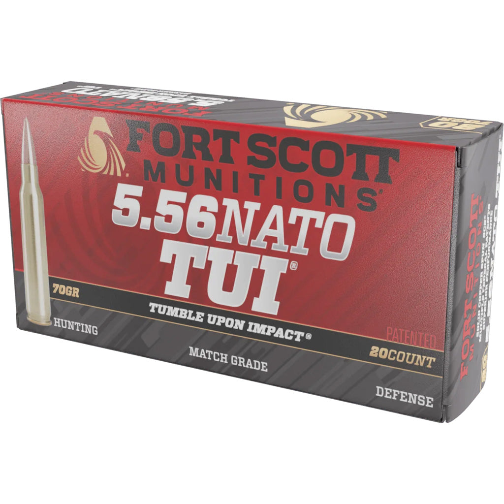 Fort Scott Munitions 5.56x45mm NATO Tumble Upon Impact (TUI) Solid Copper Spun 70 Grain 20/Box