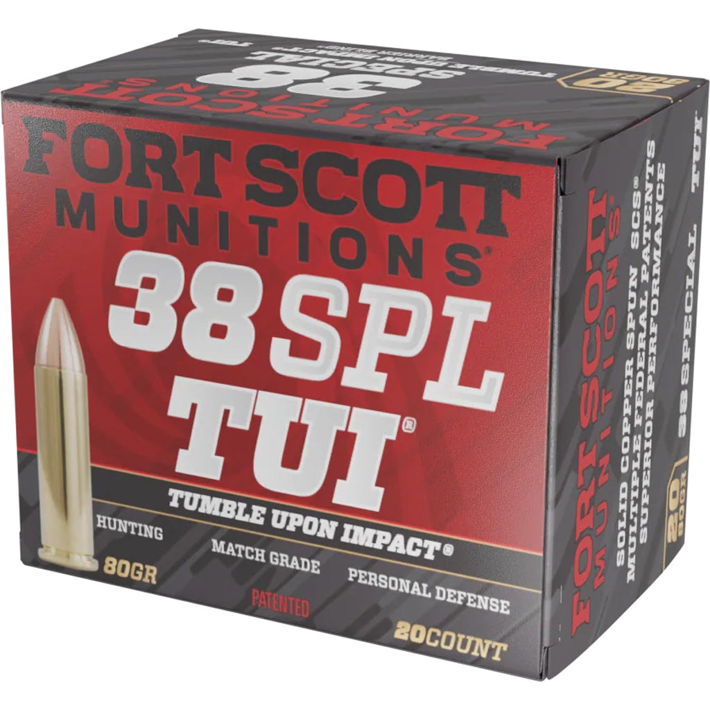 Fort Scott Munitions .38 Special Tumble Upon Impact (TUI) Solid Copper Spun 80 Grain 20/Box