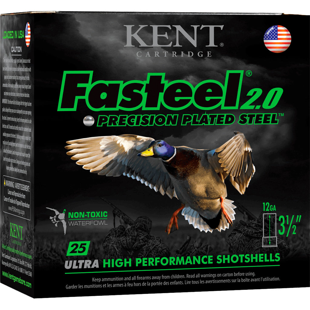 Kent Cartridge 12 Gauge Fasteel+ Precision Plated Steel BB 1-1/2 oz 3.5 in 25/Box