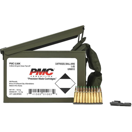 PMC 5.56x45mm NATO  Light Armor Piercing Green Tip 62 Grain 840/Box