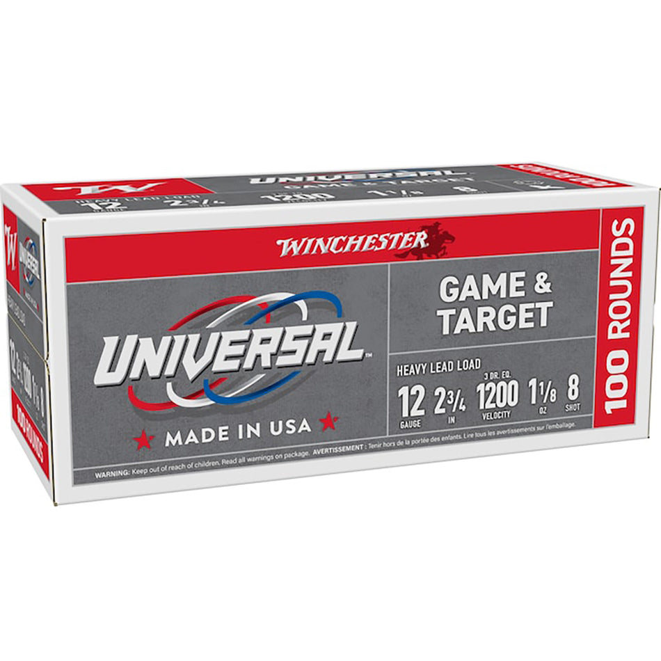 Winchester Universal Light Target Shotshell 12 ga. 2 3/4 in. 1 1/8 oz. 8 Shot 100 rd.
