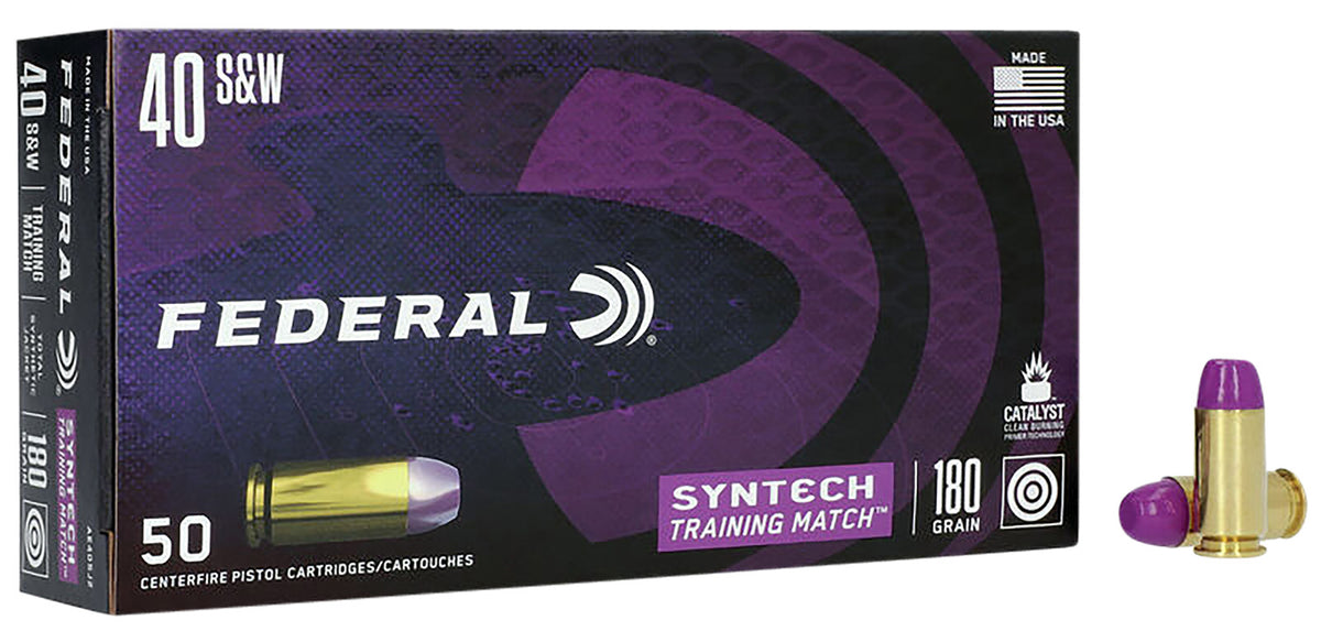 Federal .40 S&W American Eagle Syntech Training Match Total Syntech Jacket Flat Nose 180 Grain 50/Box