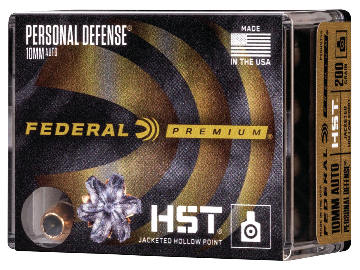 Federal 10mm Auto Premium Personal Defense HST Jacketed Hollow Point 200 Grain 20/Box