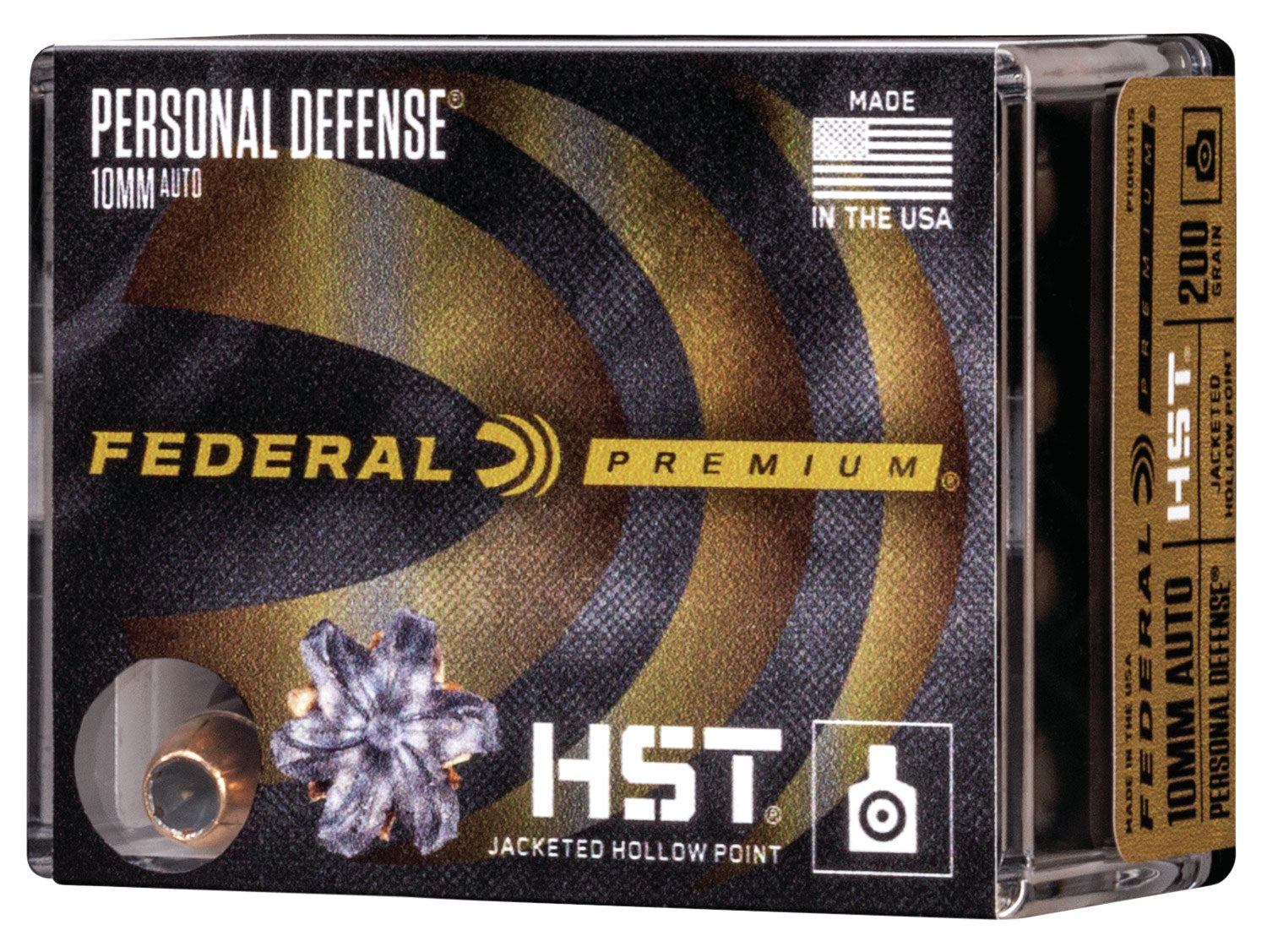 Federal 10mm Auto Premium Personal Defense HST Jacketed Hollow Point 200 Grain 20/Box