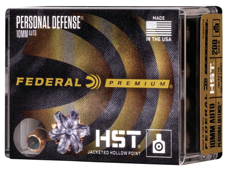 Federal 10mm Auto Premium Personal Defense HST Jacketed Hollow Point 200 Grain 20/Box