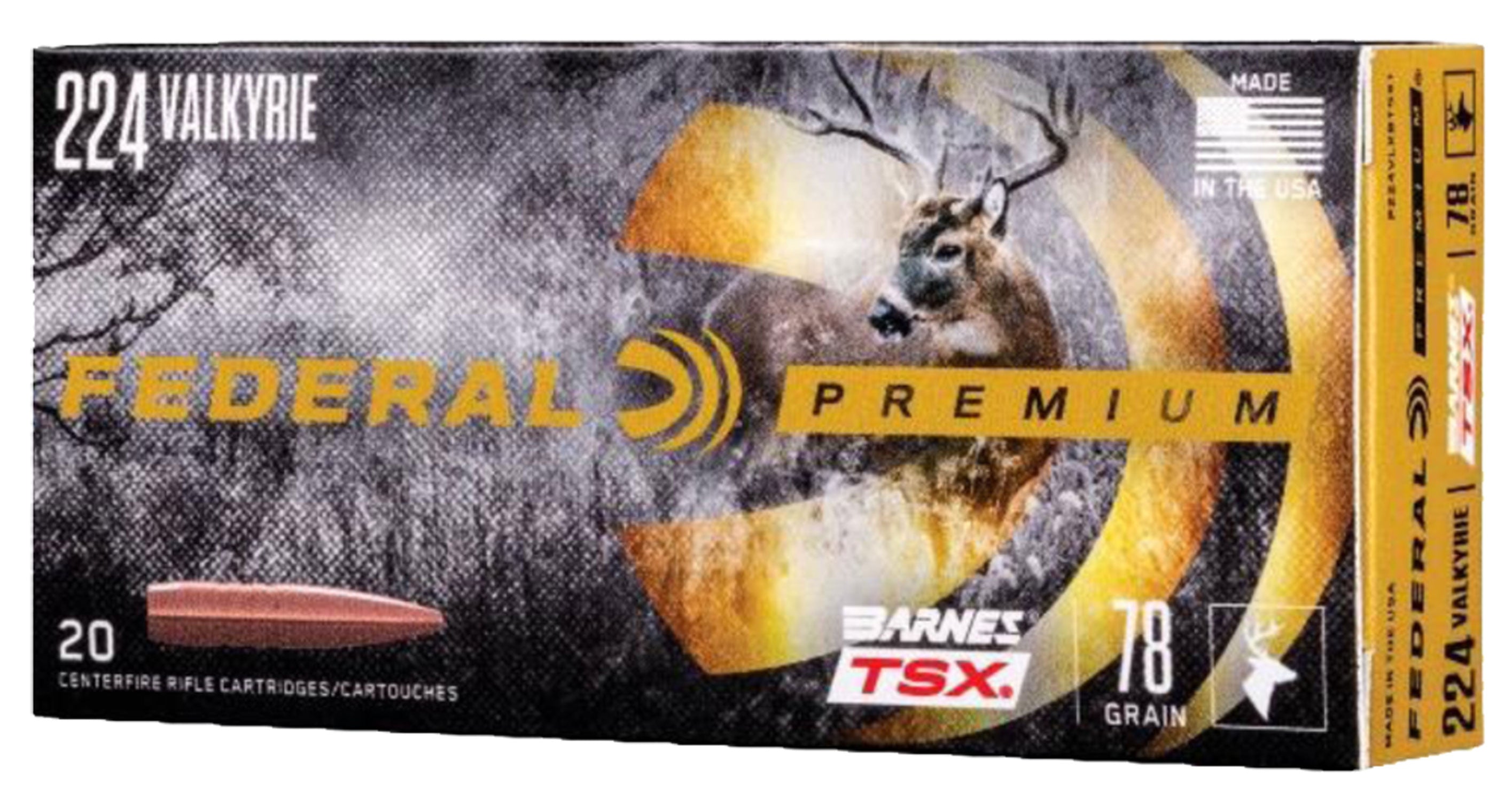 Federal .224 Valkyrie Premium Barnes TSX 78 Grain 20/Box