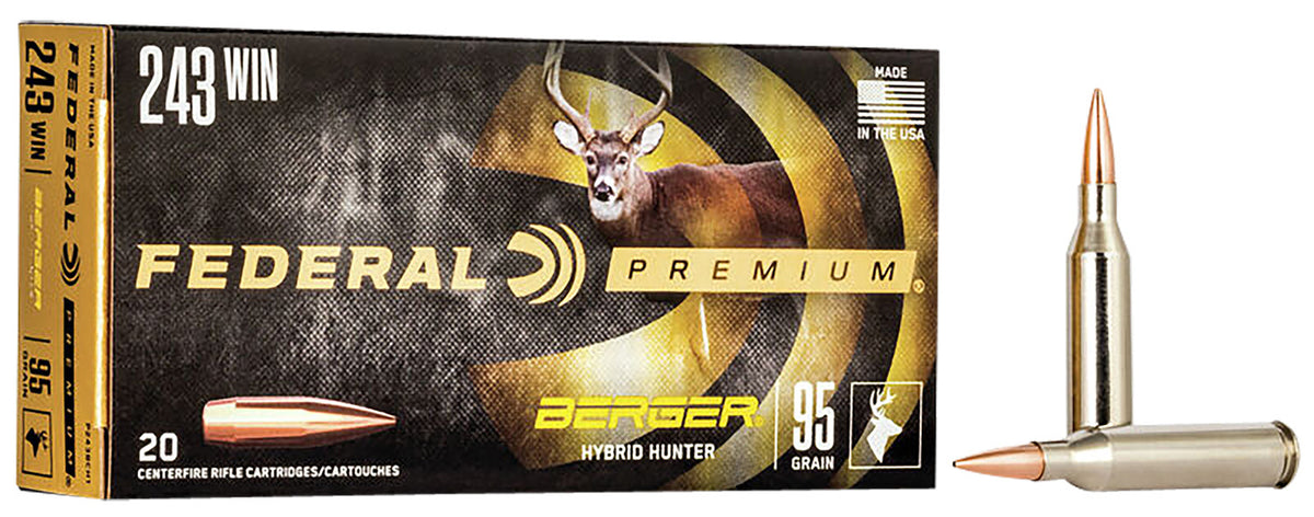 Federal .243 Winchester Premium Berger Hybrid Hunter 95 Grain 20/Box