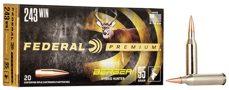 Federal .243 Winchester Premium Berger Hybrid Hunter 95 Grain 20/Box