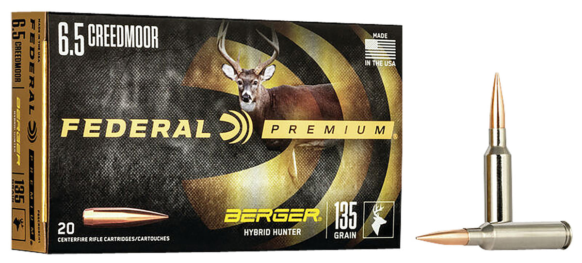 Federal 6.5mm Creedmoor Premium Berger Hybrid Hunter Jacketed Hollow Point 135 Grain 20/Box