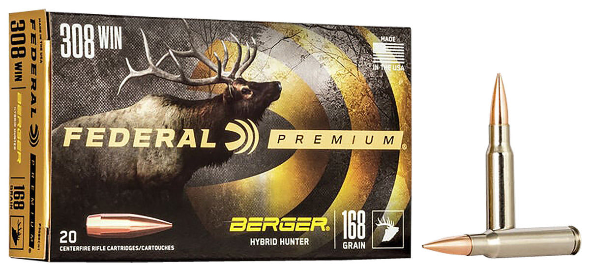 Federal .308 Win / 7.62x51mm Premium Berger Hybrid Hunter 168 Grain 20/Box