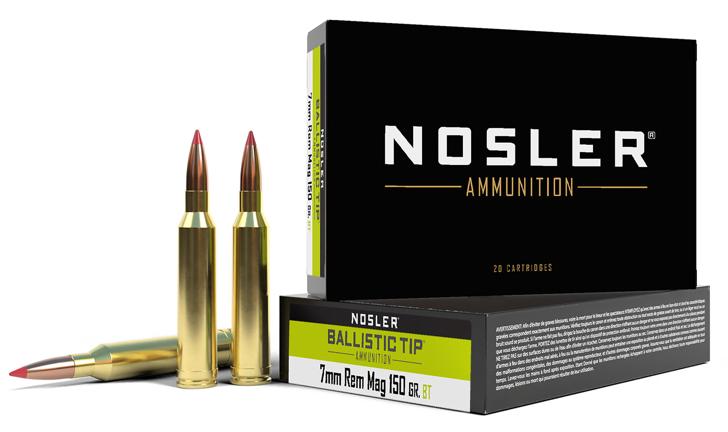 Nosler 7mm Remington Mag  Spitzer Ballistic Tip 150 Grain 20/Box