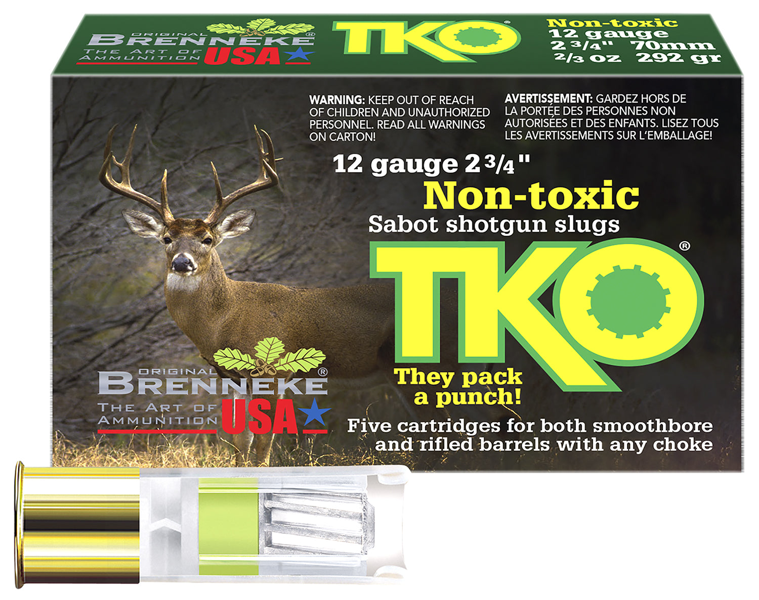 Brenneke 12 Gauge Tin KnockOut Hunting Slug 2/3 oz 2.75 in 5/Box [Item 5093]
