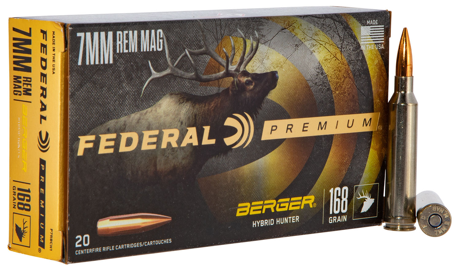 Federal 7mm Remington Mag Premium Berger Hybrid Hunter 168 Grain 20/Box