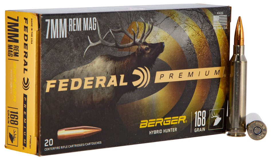 Federal 7mm Remington Mag Premium Berger Hybrid Hunter 168 Grain 20/Box