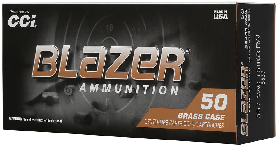 CCI 357 MAG 158GR FMJ BLAZER BRASS 50RD/BX 20BX/CS