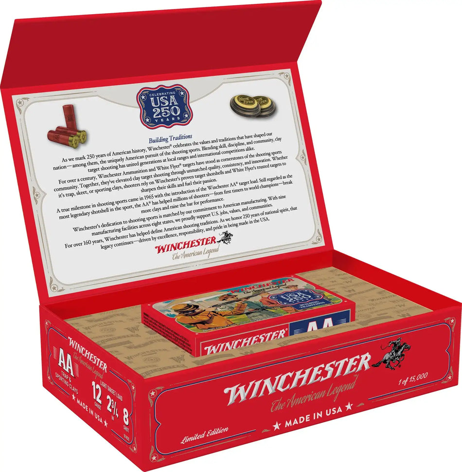 WINCHESTER AA 12GA 2-3/4 1145FPS 1-1/8 #8 250TH ANNIVERSARY 10RD/BX 6BX/CS