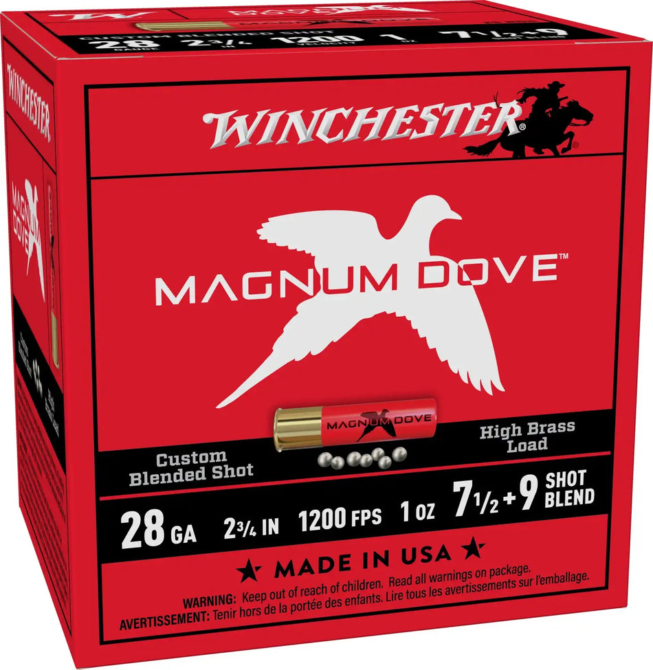 WINCHESTER 28 GA 2-3/4" 7.5&9 MAGNUM DOVE 1 OZ 25RD/BX 10BX/CS