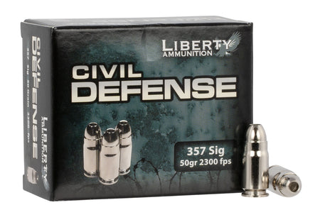 Liberty Ammunition .357 Sig Civil Defense Protection Lead Free Fragmenting Hollow Point 50 Grain 20/Box