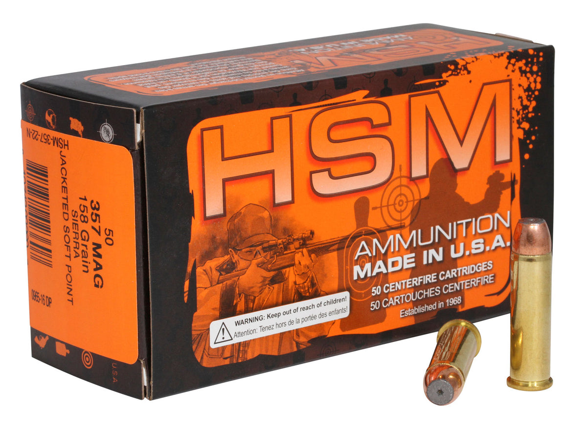 HSM .357 Magnum Pro Pistol Jacketed Soft Point 158 Grain 50/Box