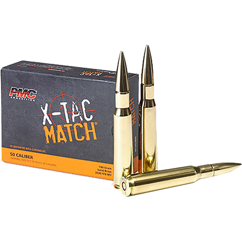 PMC .50 BMG X-Tac Match Solid Brass 740 Grain 10/Box