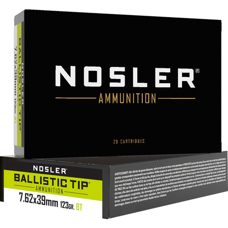 Nosler 7.62x39mm  Spitzer Ballistic Tip 123 Grain 20/Box