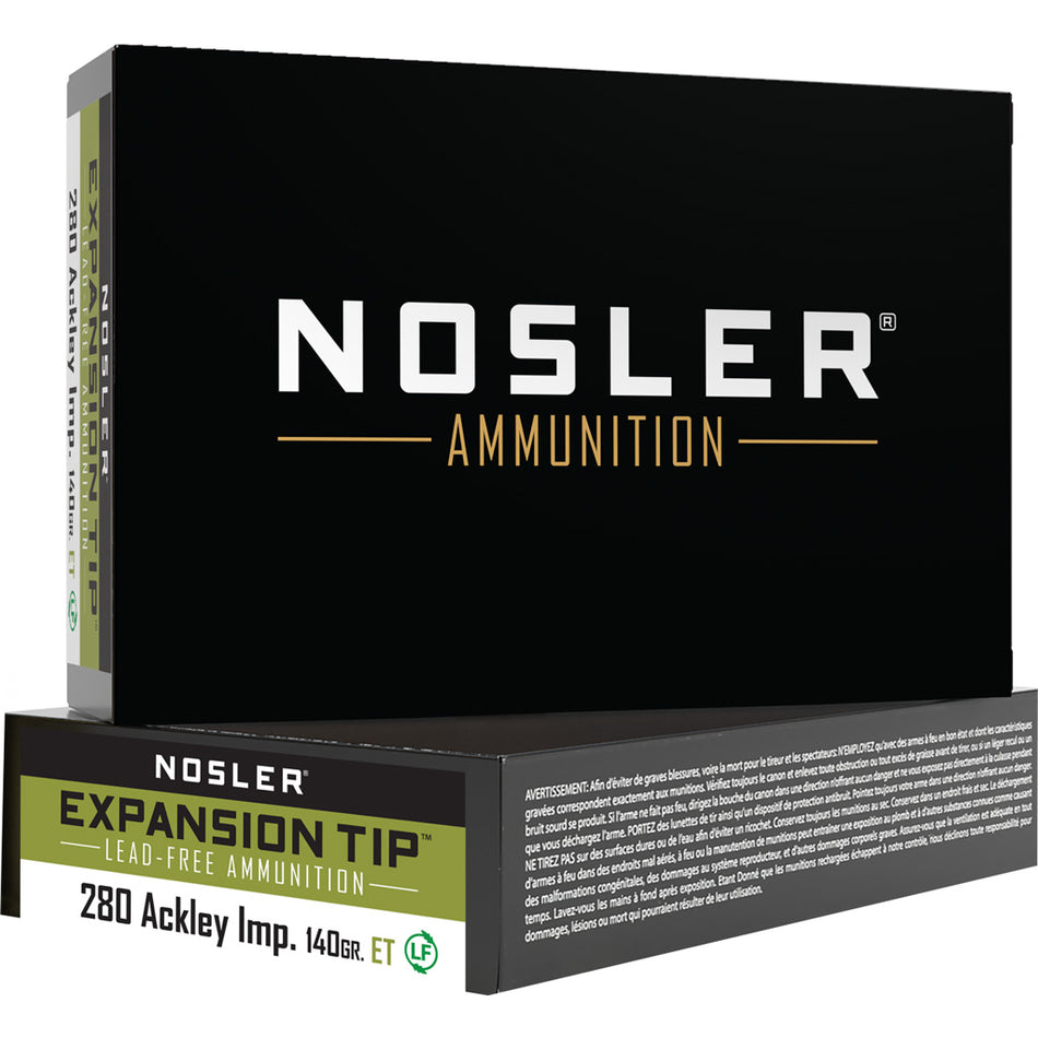 Nosler .280 Ackley Expansion Tip E-Tip Lead-Free 140 Grain 20/Box