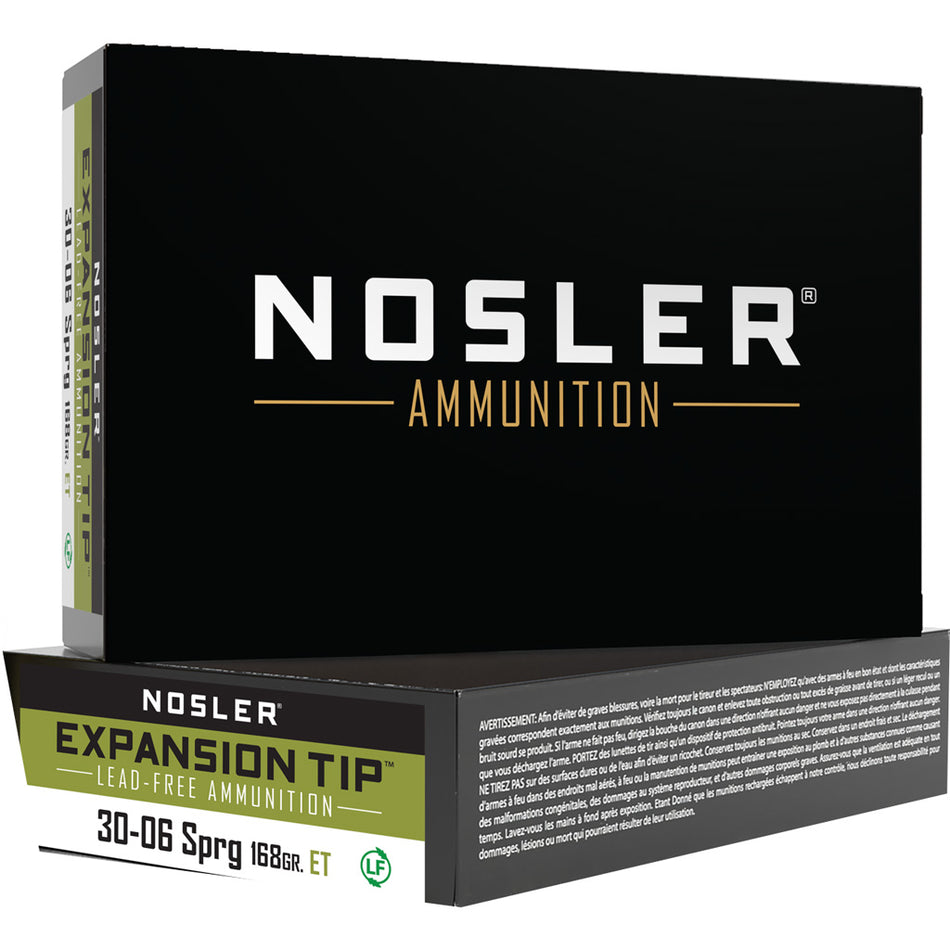 Nosler .30-06 Springfield Expansion Tip E-Tip Lead-Free 168 Grain 20/Box