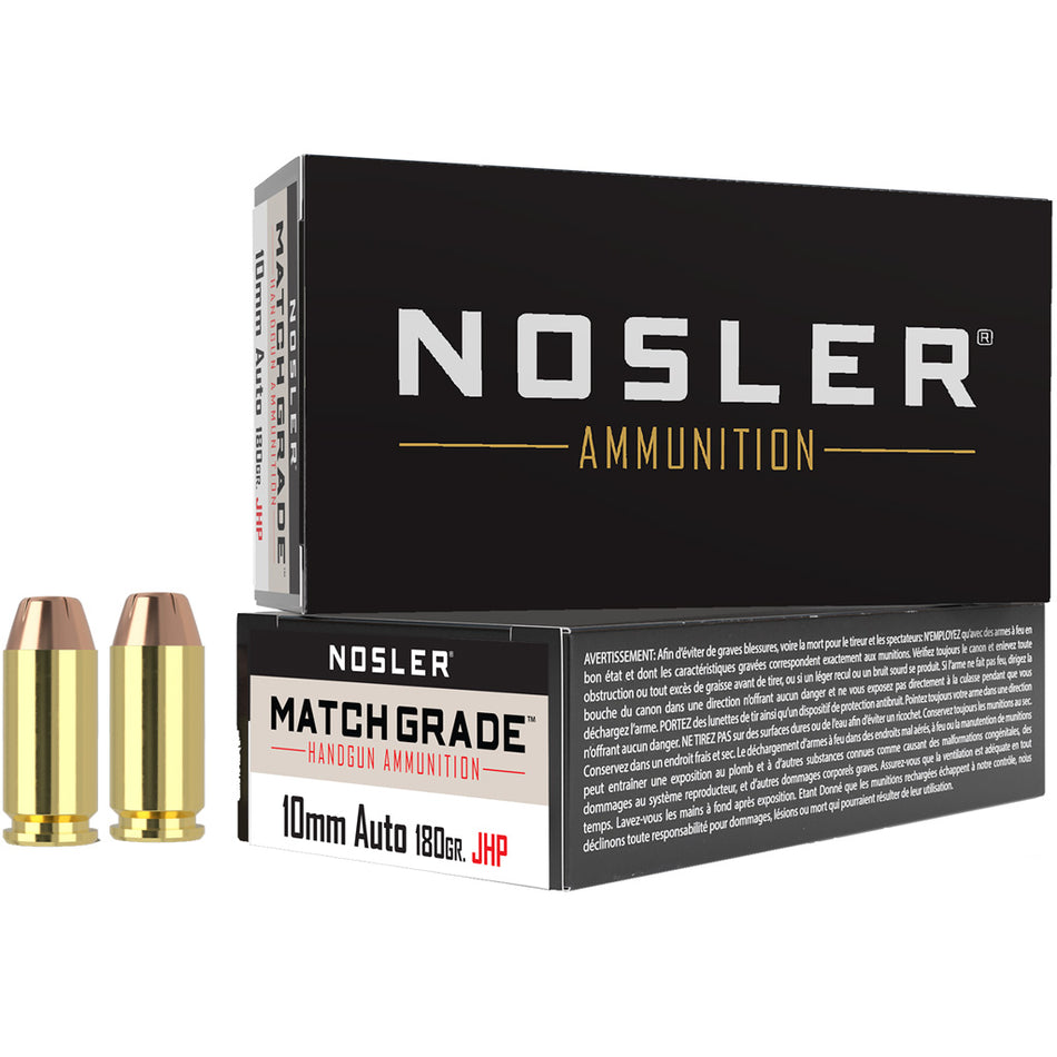 Nosler 10mm Auto Assured Stopping Power Jacketed Hollow Point 180 Grain 50/Box