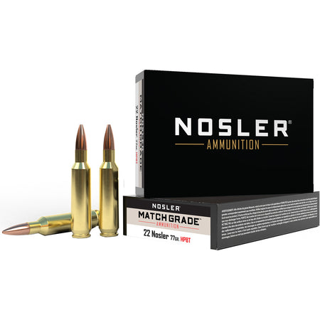 Nosler .22 Nosler Match Grade Custom Competition Hollow Point Boat Tail 77 Grain 20/Box