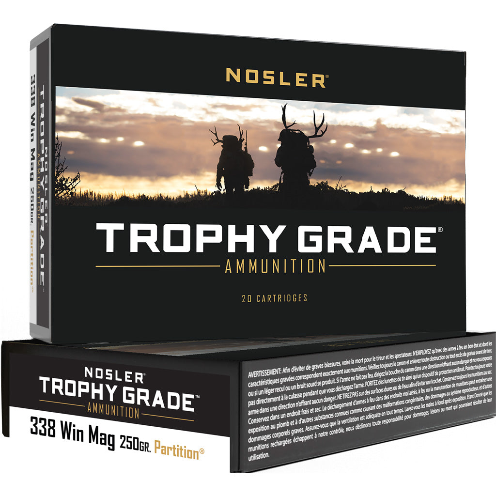 Nosler .338 Winchester Magnum Trophy Grade Nosler Spitzer Partition 250 Grain 20/Box