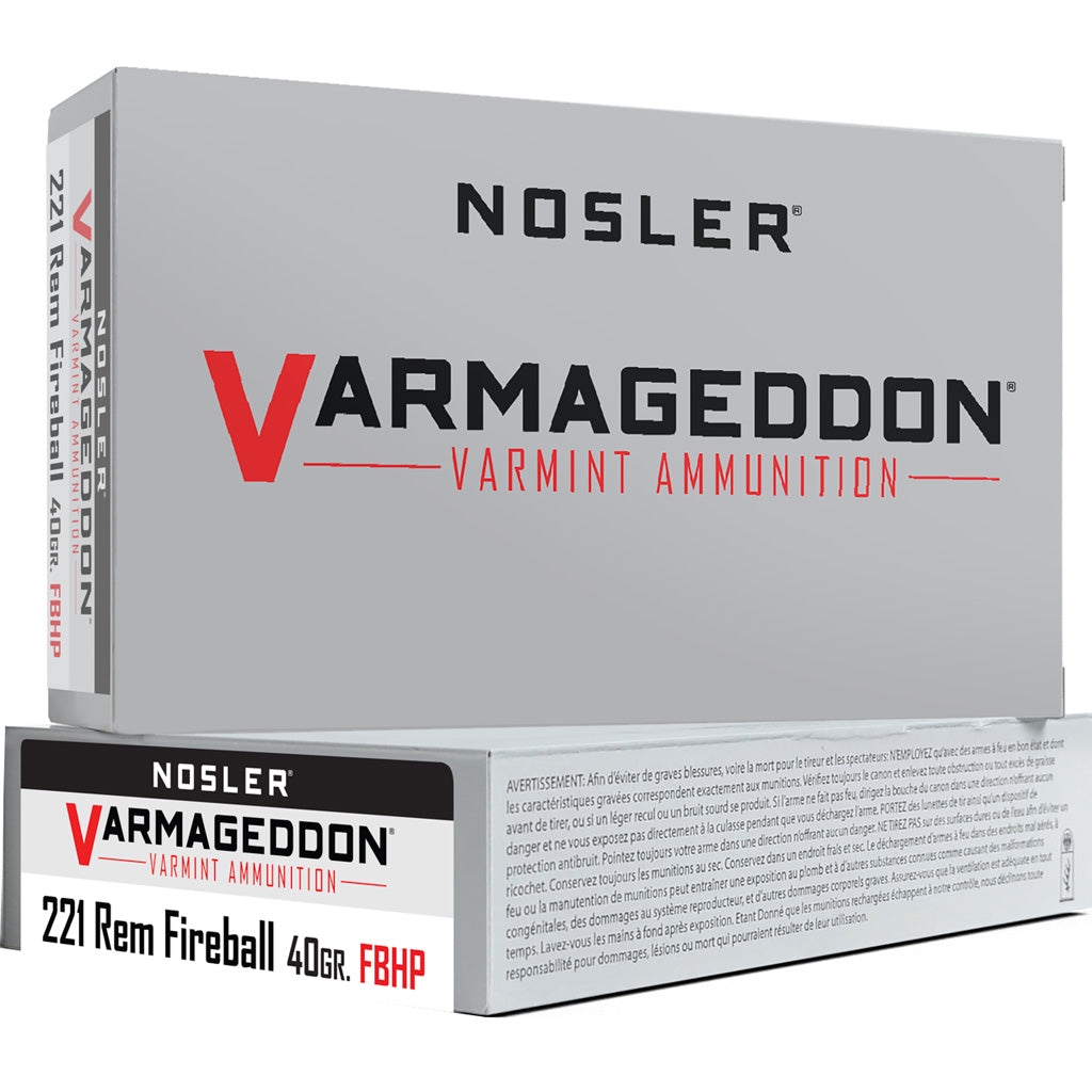 Nosler .221 Remington Fireball Varmageddon Flat Base Hollow Point 40 Grain 20/Box