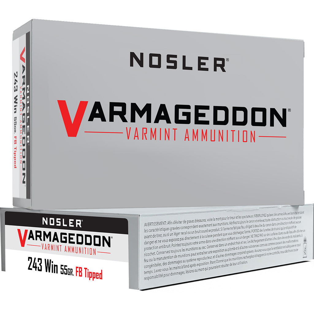 Nosler .243 Winchester Varmageddon Flat Base Tipped 55 Grain 20/Box