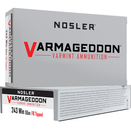 Nosler .243 Winchester Varmageddon Flat Base Tipped 55 Grain 20/Box